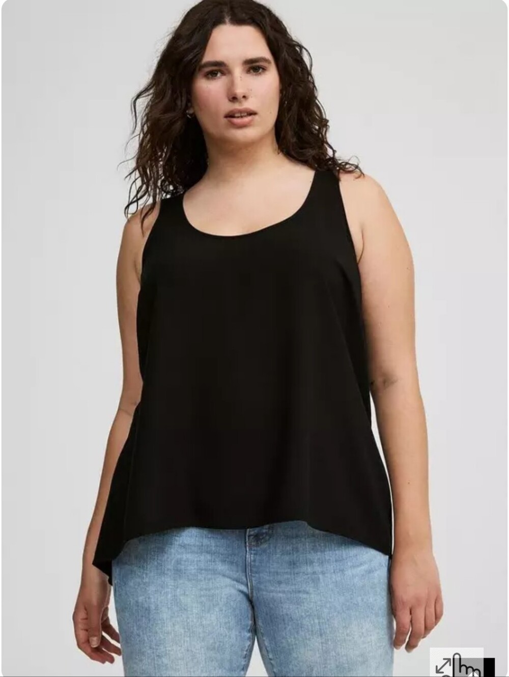 NWT torrid Womens Size 0 Large Black Hi-Low Challis Tank Top